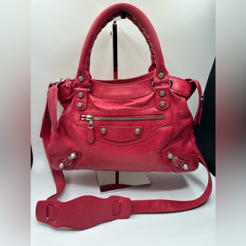BALENCIAGA Agneau Giant 12 Gold Hardware Velo Rouge Cardinal